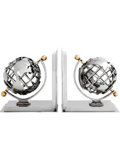   Könyvtámasz Globe nikkel bevonatú polírozott sárgarézből, 2 db-os készlet