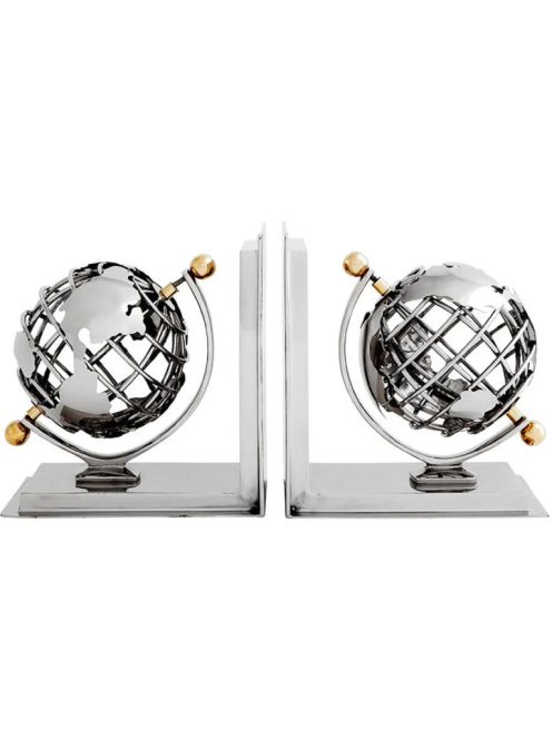 Könyvtámasz Globe nikkel bevonatú polírozott sárgarézből, 2 db-os készlet
