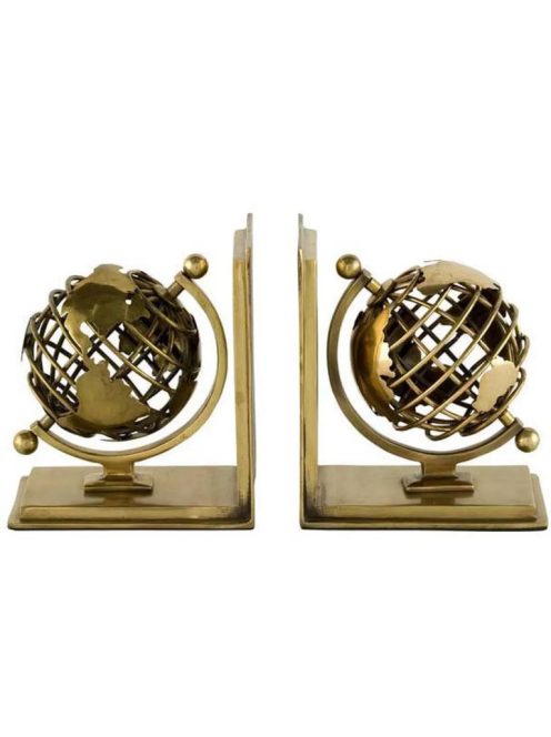 Könyvtámasz Globe antik sárgaréz kivitelben, 2 db-os szett