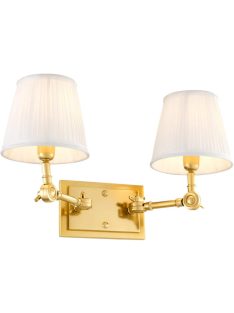   Wentworth fali lámpa, dupla arany kivitelben, fehér ernyőkkel