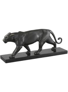 Párduc bronz patina márvány talapzaton