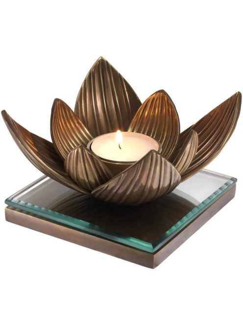 Teamécsestartó Lotus vintage sárgaréz kivitelben