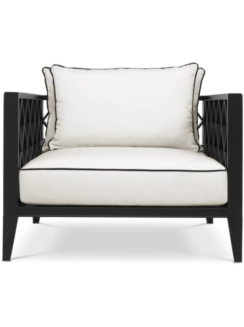 Ocean Club kültéri szék, fekete, napellenzővel, vászonból