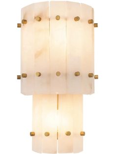 Blason fali lámpa, dupla, antik sárgaréz, alabástrom