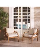 Hera kültéri szék, natúr teakfa virágmintás, törtfehér
