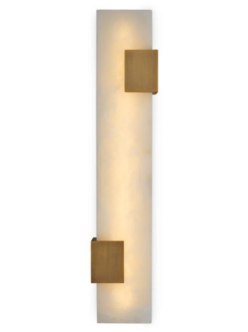 Furore fali lámpa, antik sárgaréz bevonattal, alabástrom