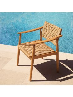   Coral Bay kültéri étkezőszék, natúr teakfa, műrattan, 2 db-os szett