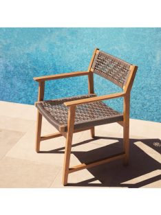   Cancun kültéri étkezőszék, natúr teakfa, műrattan, 2 db-os szett