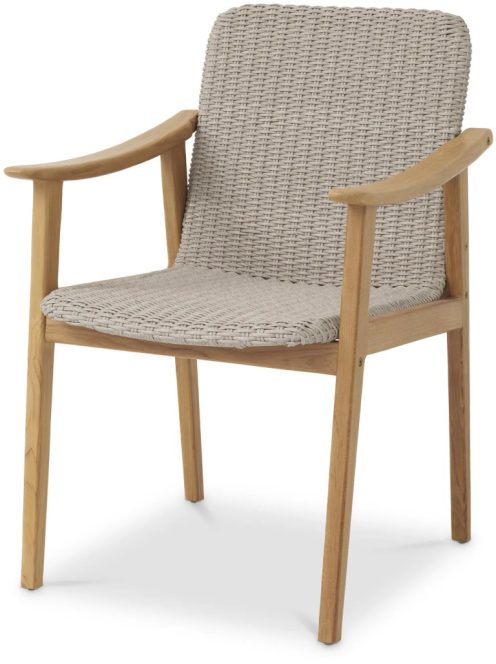Honolulu kültéri étkezőszék, natúr teakfa, műrattan