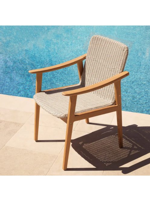 Honolulu kültéri étkezőszék, natúr teakfa, műrattan