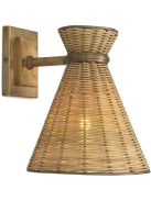 Kon Tiki fali lámpa, vintage sárgaréz bevonattal, natúr rattan