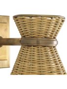 Kon Tiki fali lámpa, vintage sárgaréz bevonattal, natúr rattan