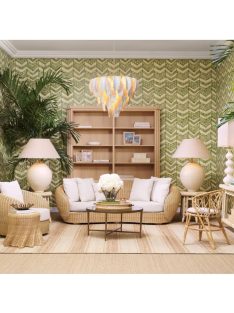 Saba Hexagon natúr rattan kisasztal