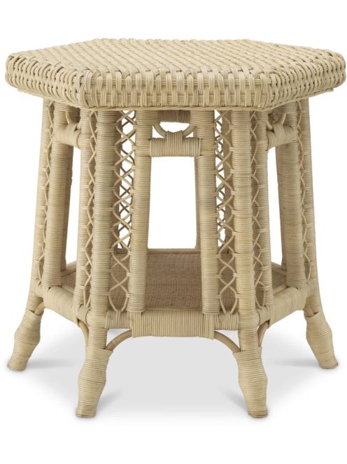 Saba Hexagon natúr rattan kisasztal