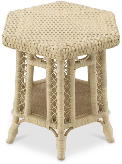 Saba Hexagon natúr rattan kisasztal