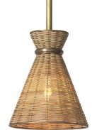 Kon Tiki medál, vintage sárgaréz bevonattal, natúr rattan