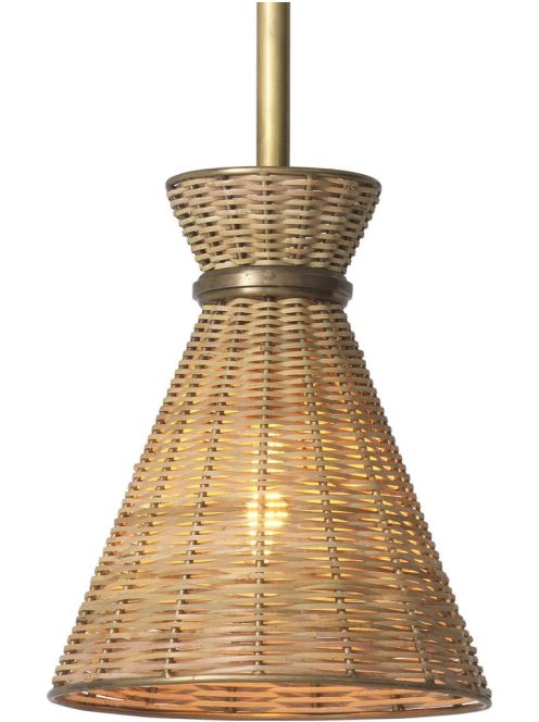 Kon Tiki medál, vintage sárgaréz bevonattal, natúr rattan