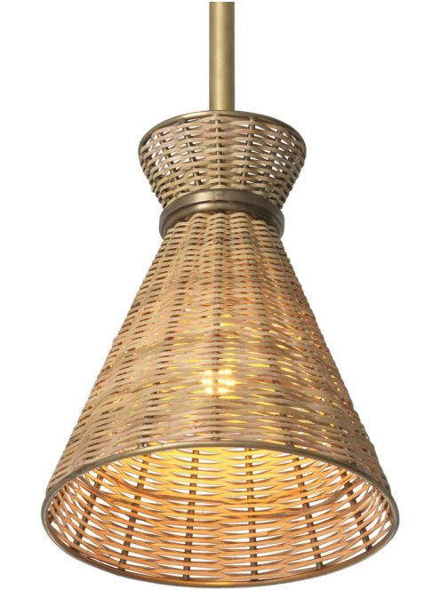 Kon Tiki medál, vintage sárgaréz bevonattal, natúr rattan