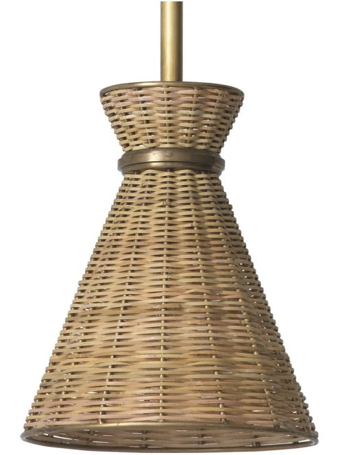 Kon Tiki medál, vintage sárgaréz bevonattal, natúr rattan