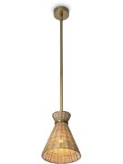 Kon Tiki medál, vintage sárgaréz bevonattal, natúr rattan