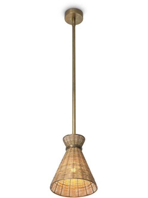 Kon Tiki medál, vintage sárgaréz bevonattal, natúr rattan