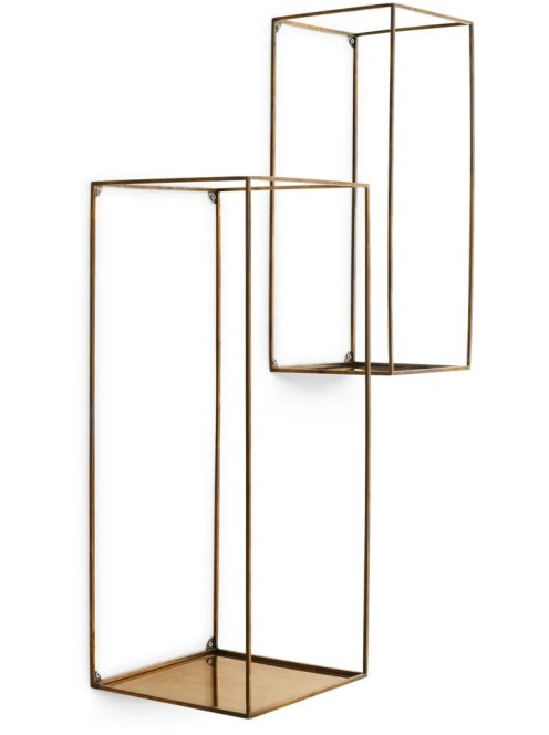 Falitartó Deco téglalap alakú vintage sárgaréz kivitelben, 2 darabos szett
