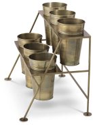 Kijelző állvány Maison des Fleurs vintage sárgaréz kivitelben, 6 vödörrel