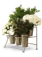 Kijelző állvány Maison des Fleurs vintage sárgaréz kivitelben, 6 vödörrel