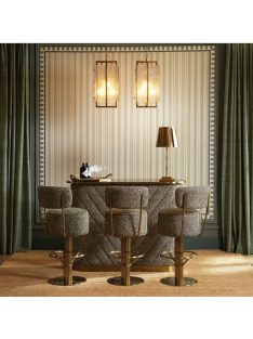   Carleton bárszék, Camari zöld, szálcsiszolt sárgaréz háttámlával
