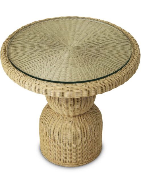 Tiago étkezőasztal, kerek, natúr rattan, üveglappal