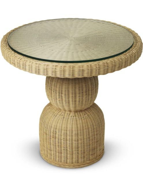Tiago étkezőasztal, kerek, natúr rattan, üveglappal