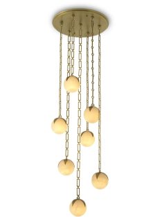   CDJ Chandelier Alesa L antik sárgaréz bevonatú alabástrom