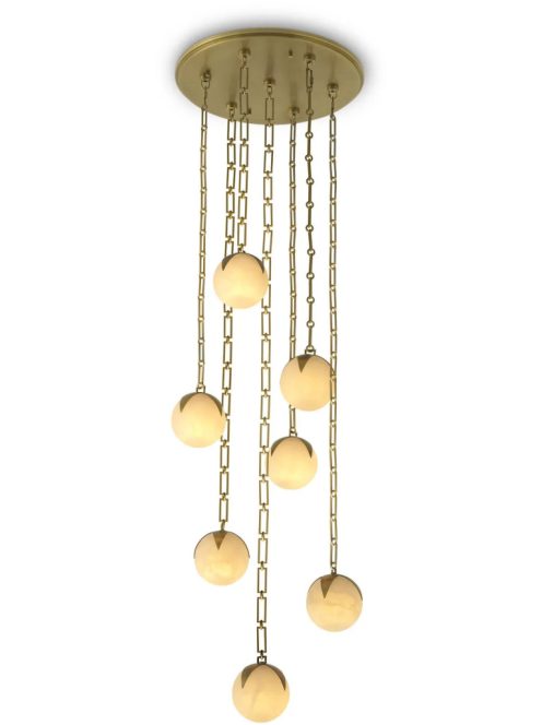 CDJ Chandelier Alesa L antik sárgaréz bevonatú alabástrom