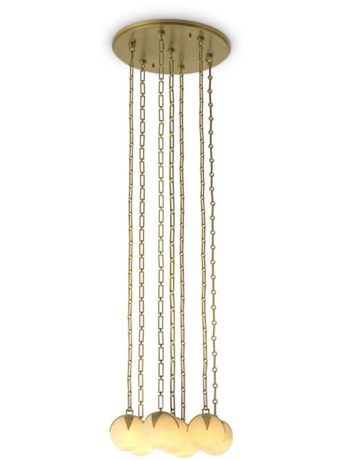 CDJ Chandelier Alesa L antik sárgaréz bevonatú alabástrom