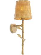 Farini fali lámpa, vintage sárgaréz kivitelben, rattan ernyővel