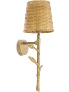 Farini fali lámpa, vintage sárgaréz kivitelben, rattan ernyővel