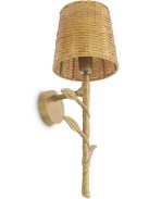 Farini fali lámpa, vintage sárgaréz kivitelben, rattan ernyővel
