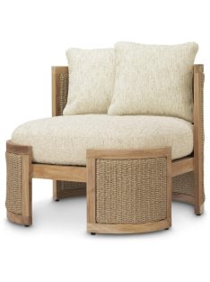   Marenzo kültéri szék, natúr teakfa, műrattan, arden natúr párnákkal
