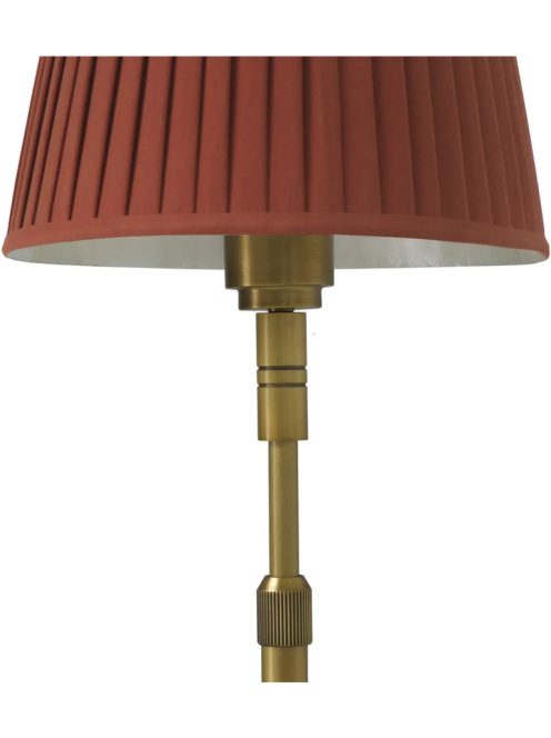 Tryon állólámpa, antik sárgaréz kivitelben, narancssárga pliszírozott ernyővel